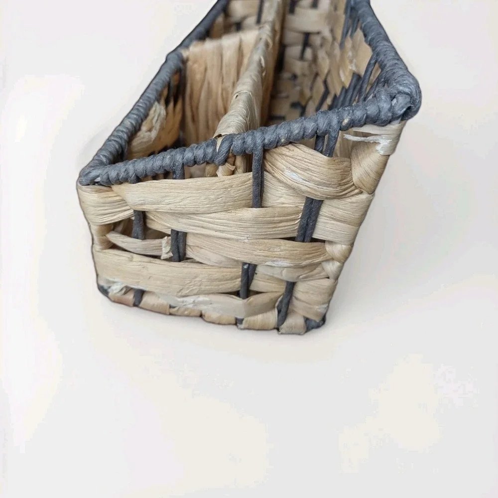 Rustic Handwoven Divided Wicker Basket Organizer 12